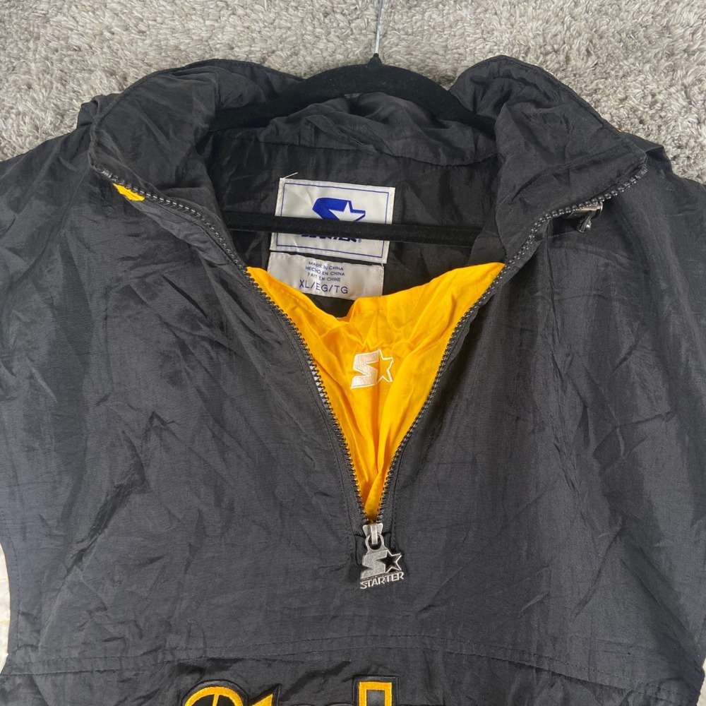 Vintage Starter Pittsburgh Steelers Windbreaker Men XL Black NFL Anorak Jacket - Picture 2 of 12